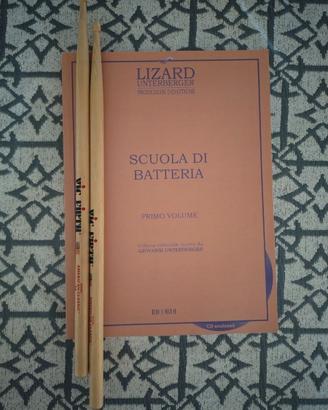 Bacchette batteria e libro scuola di batteria