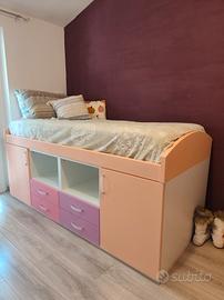 Letto soppalco/rialzato con vani bambina/ragazza 