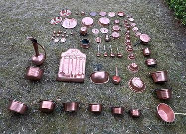 Lotto Vintage di Stampi e Utensili in Rame antichi