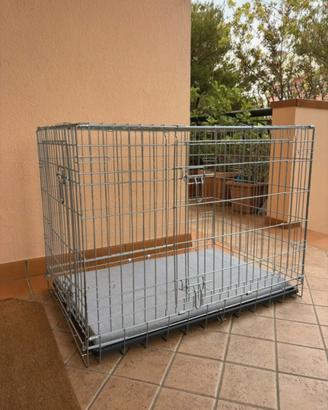 Box pieghevole per cani zincato + materasso