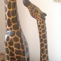 Soprammobile giraffa mamma cucciolo legno africa