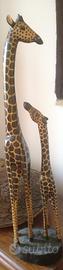 Soprammobile giraffa mamma cucciolo legno africa