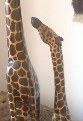 Soprammobile giraffa mamma cucciolo legno africa