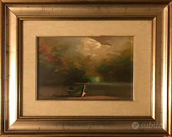 Quadro di Romano Mussolini - Cascata sul fiume