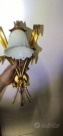Applique ferro battuto fiore vetro calle lampada l