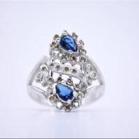 Anello Platino con Diamanti Naturali e Quarzo Blu