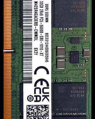 RAM Samsung DDR5 32GB 5600MHz (SODIMM per Laptop)