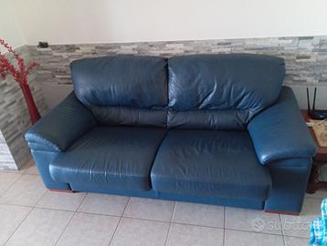 Divano letto in pelle blu