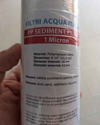 filtro acqua 10"  1 micron