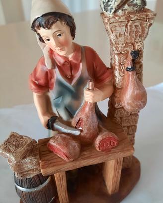 Statuina salumiere presepe in resina NUOVA cm 15