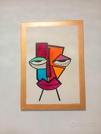 Dipinto Cubista moderno stile Picasso 70x50 