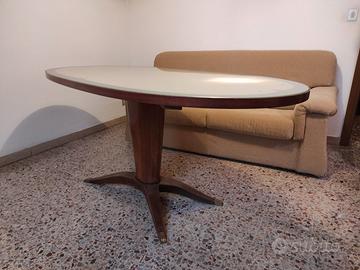 Tavolo legno e cristallo vintage