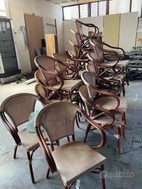 6cTavoli e 24 sedie da esterno, resist./impilabili