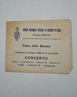 1932 Genova Programma Concerto UNUCI