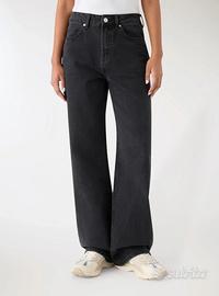 Jeans wide leg nero donna vita media - Terranova