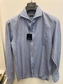 Camicia FK uomo lino cotone blu tg S nuova