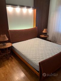 Letto Matrimoniale King Size in Rattan e Midollino