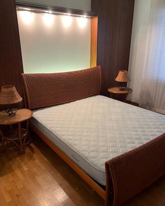 Letto Matrimoniale King Size in Rattan e Midollino