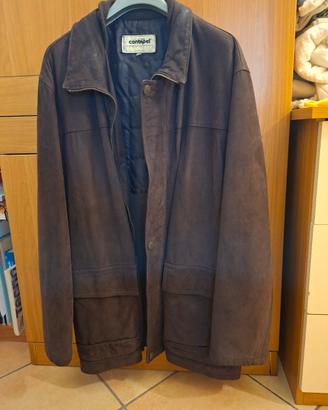 Giacca in vera pelle scamosciata marrone