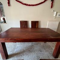 Tavolo in legno massello più 6 sedie,stile rustico