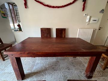 Tavolo in legno massello più 6 sedie,stile rustico