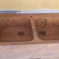 Lavello doppio in Travertino Noce - NUOVO