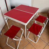 Tavolo pic nic pieghevole anni 70 con sgabelli