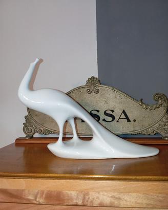 Royal Dux statuina vintage Pavone in ceramica  