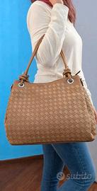 borsa donna Beige maxi tracolla shopper elegante 