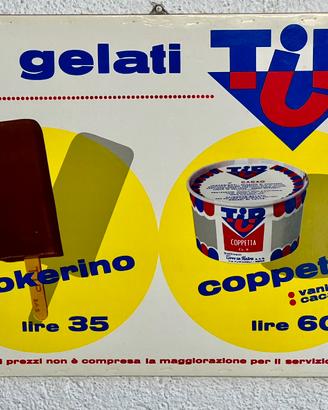 Insegna Cartello Gelati TIP Anni 60 con Bollo