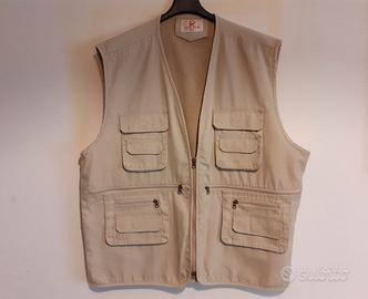 Gilet cargo multitasche cachi da pesca taglia XXL