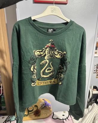 Felpa donna crop harry potter serpeverde taglia L
