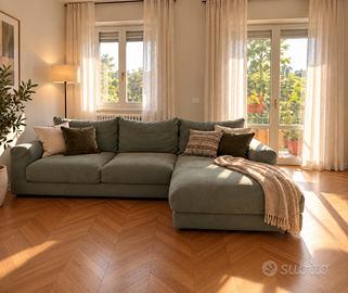 Divano Chaise longue Diotti lino e piuma d’oca