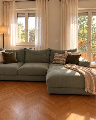 Divano Chaise longue Diotti lino e piuma d’oca