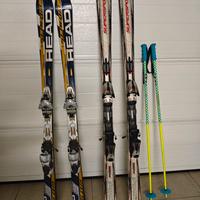 2 paia di sci (VolkI e Head) con attacchi 