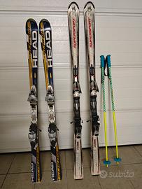 2 paia di sci (VolkI e Head) con attacchi 