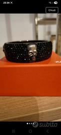 bracciale acciaio rigido paillettes nero