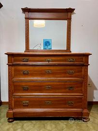 cassettiera specchiera artigianale anni '30