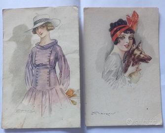 2 cartoline donnine di MAUZAN