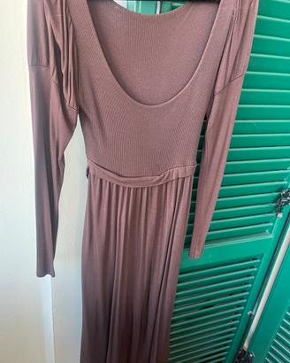 Abito in cotone elasticizzato color marrone