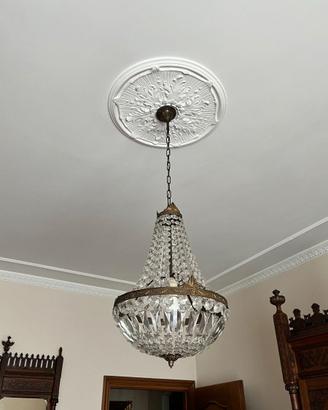 Lampadario cristallo e ottone