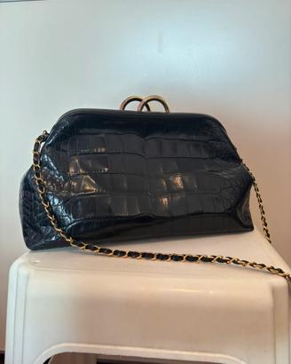 Borsa Sergio Rossi originale in pelle cocco nera