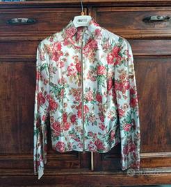 Giacca in ecopelle a fiori vintage