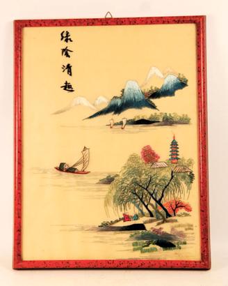 Quadro a ricamo in seta.