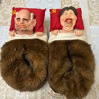 Pantofole satiriche vintage Gorbaciov e Raisa URSS