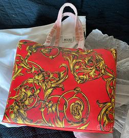 VERSACE BORSA SIMIL PELLE ROSSO tracolla ORO