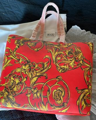 VERSACE BORSA SIMIL PELLE ROSSO tracolla ORO