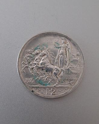 MONETA DI LIRE 2 DEL 1915 IN ARGENTO