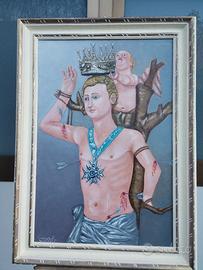 quadro san Sebastiano di Acireale dipinto ad olio 