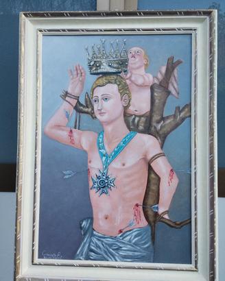 quadro san Sebastiano di Acireale dipinto ad olio 